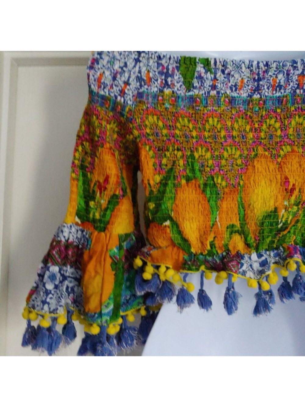 Antica Sartoria Giacomo Cinque Off Shoulder Boho Crop Top Festival Euro Summer - Picture 6 of 10